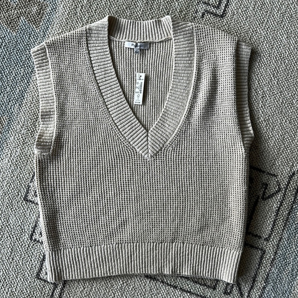 NWT Madewell Waffle V-Neck Sweater Vest